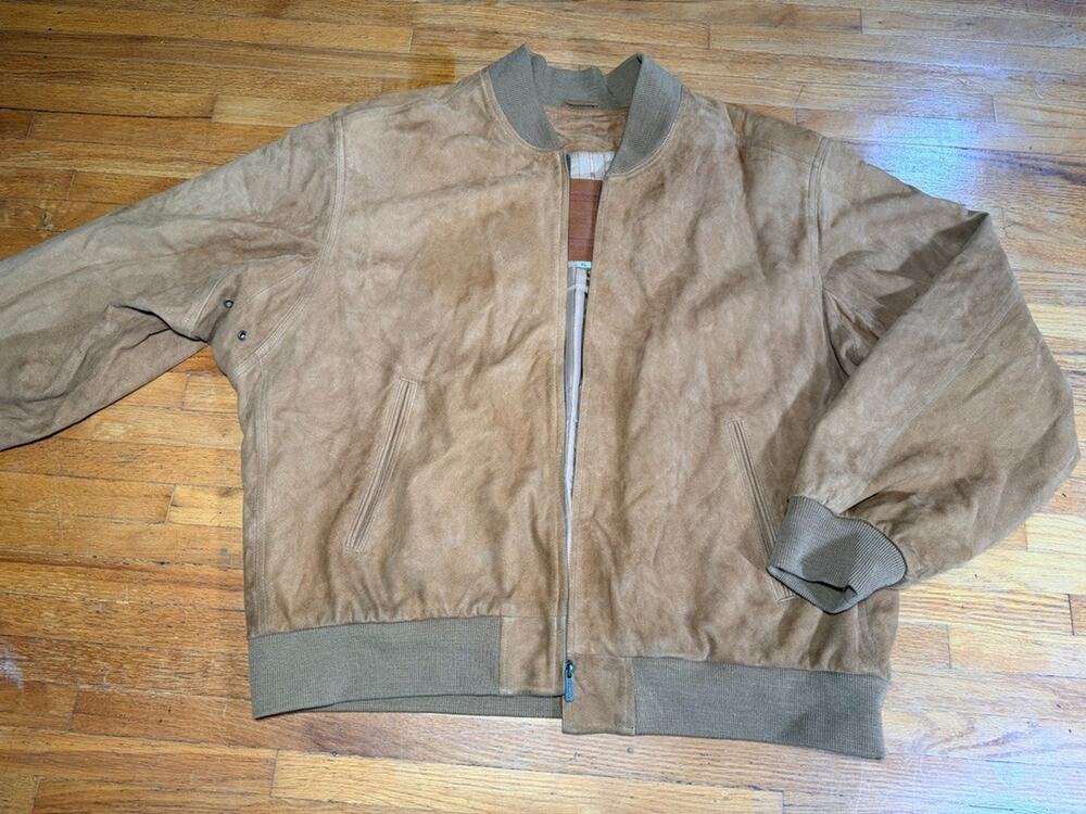 Vintage Coach Men’s XL Tan Suede Leather Bomber Jacket Made in USA